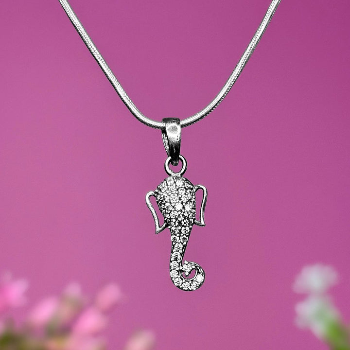 Sterling Silver Ganpati Bappa Pendant and Chain