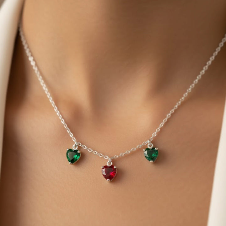 Falling Silver heart Necklace