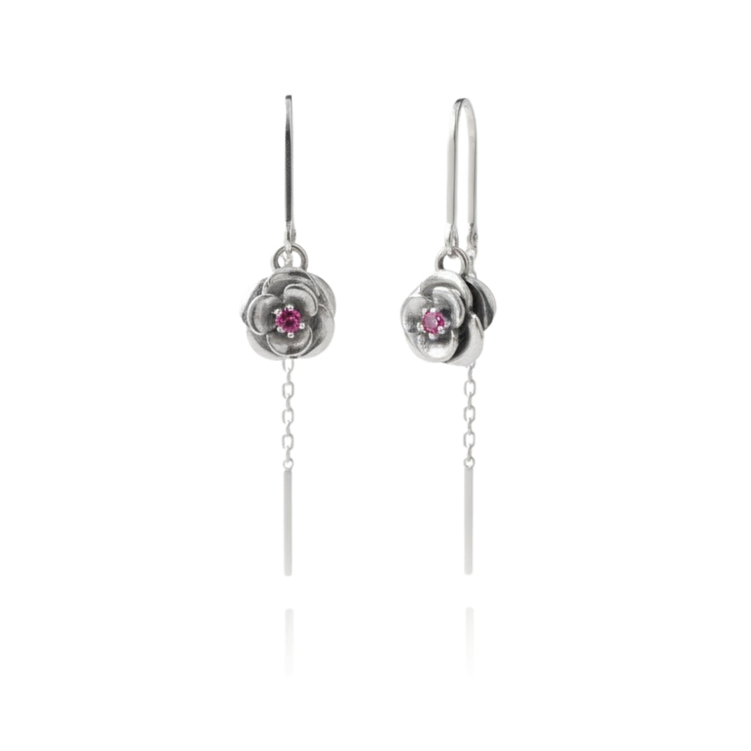 Silver Rose Sui Dhaga Earrings