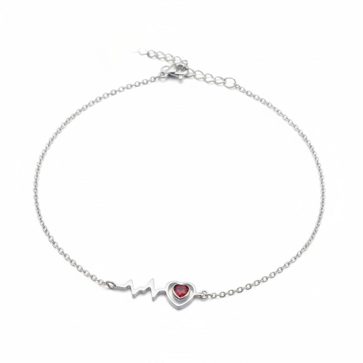 Silver Heartbeat Anklet