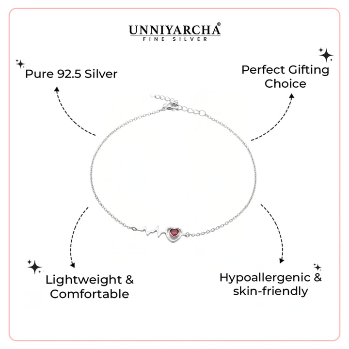 Silver Heartbeat Anklet