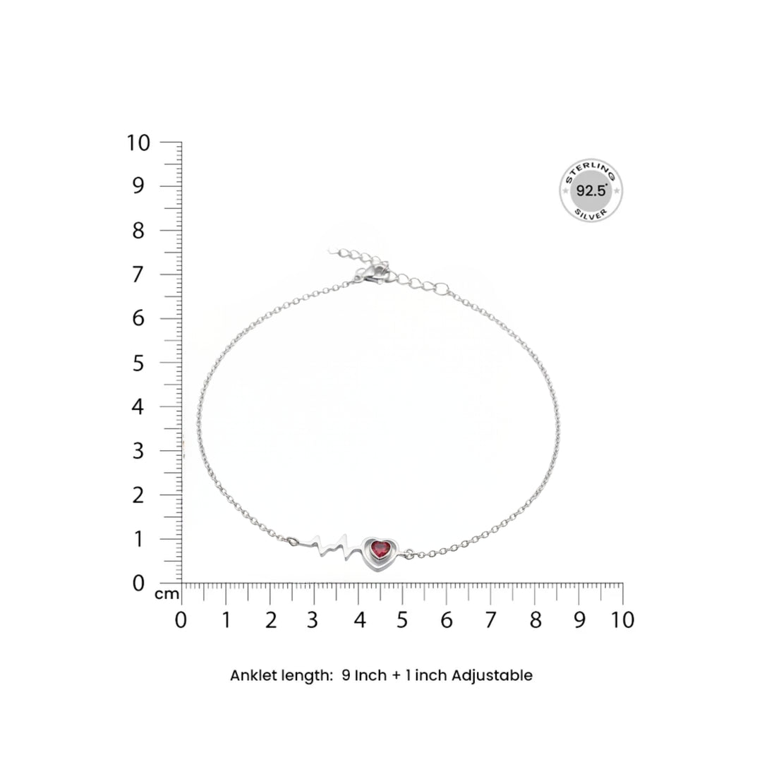 Silver Heartbeat Anklet