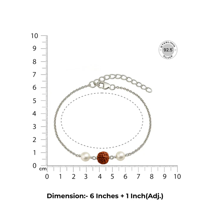 92.5 Silver Rudraksha Bracelet with pearl