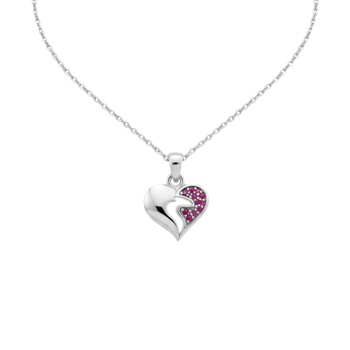Silver Zircon Studded Heart Necklace