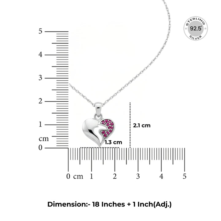 Silver Zircon Studded Heart Necklace