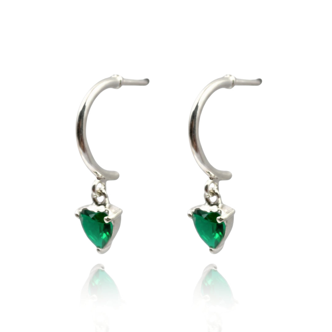 Silver Earrings with Green Stones