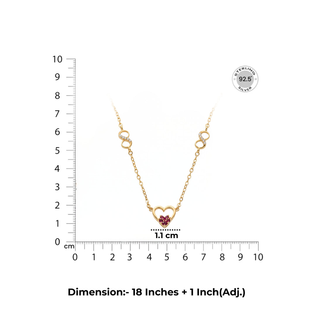 Heart Shaped Diamond Studded Silver Necklace Dimensions