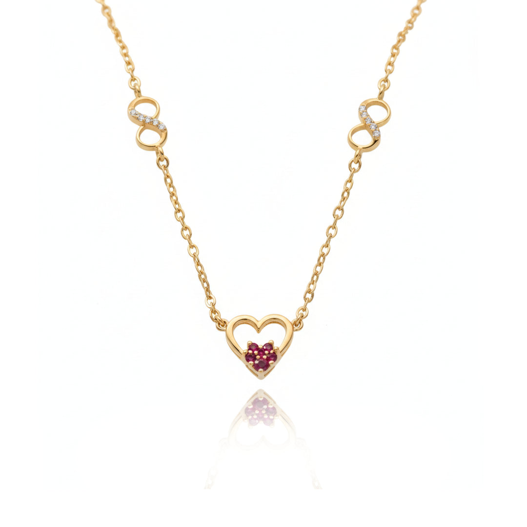 Heart Shaped Diamond Studded Silver Necklace for Valentine