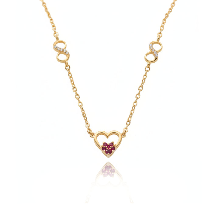 Heart Shaped Diamond Studded Silver Necklace for Valentine