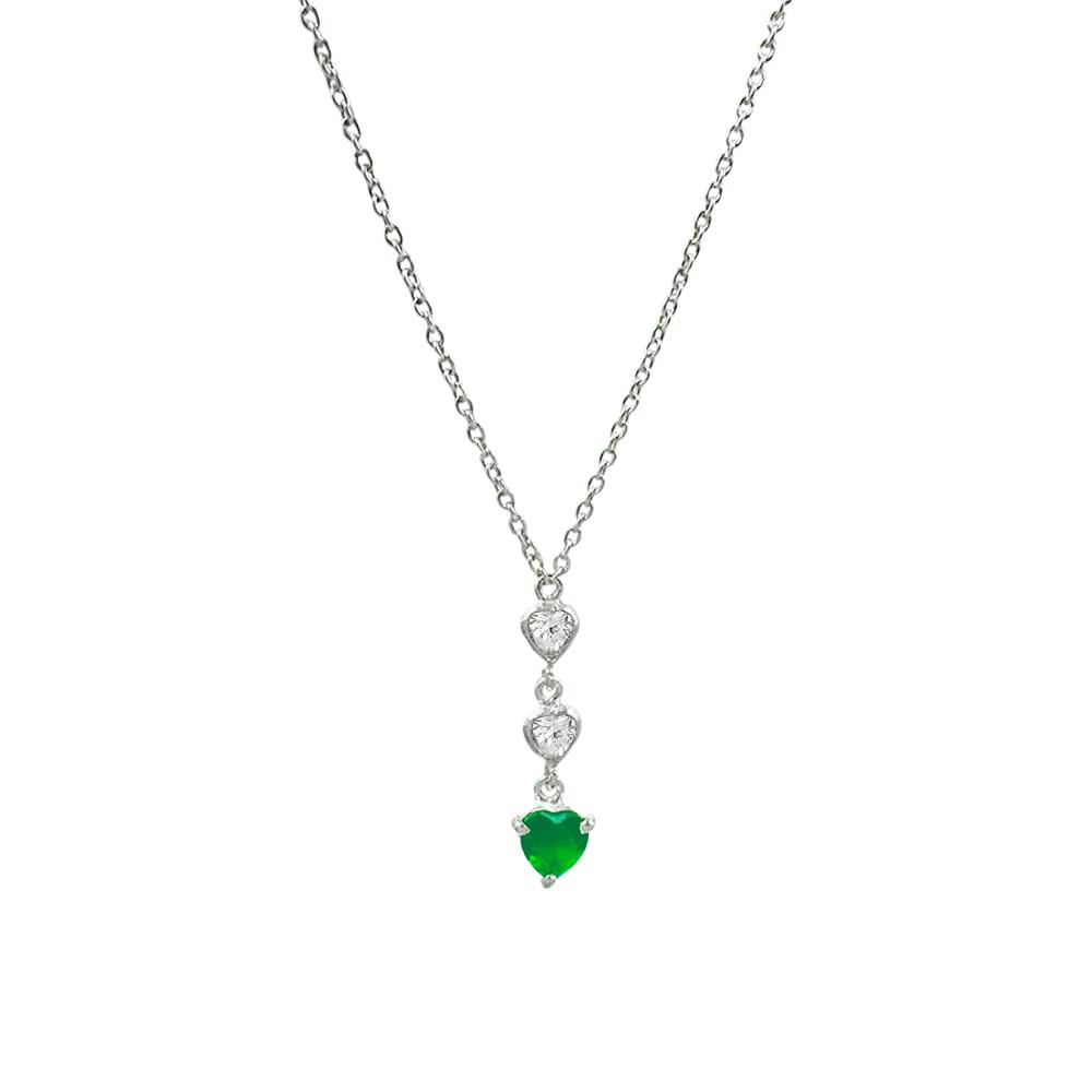 Green Drop Elegance Necklace – 925 Silver