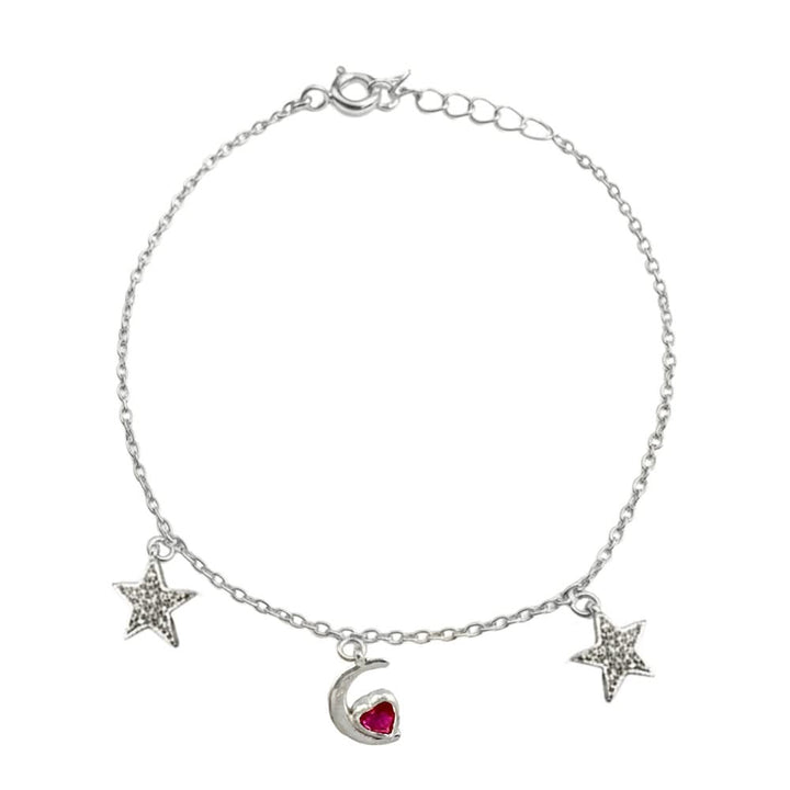Celestial Heart Charm Bracelet – 925 Silver