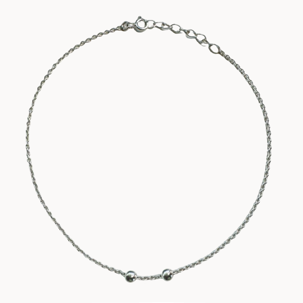 Silver 925 Twin Charm Anklet