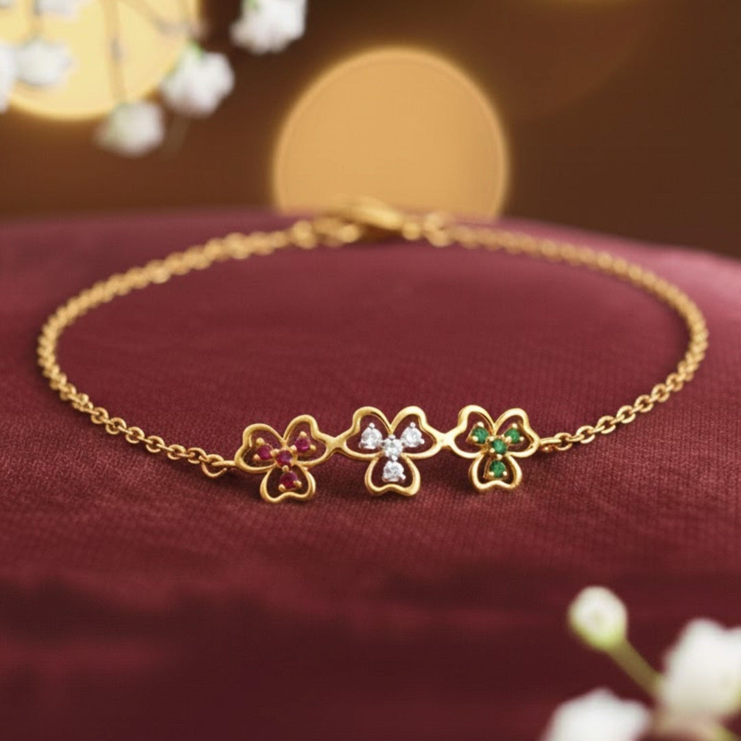 Silver lucky flower Bracelet