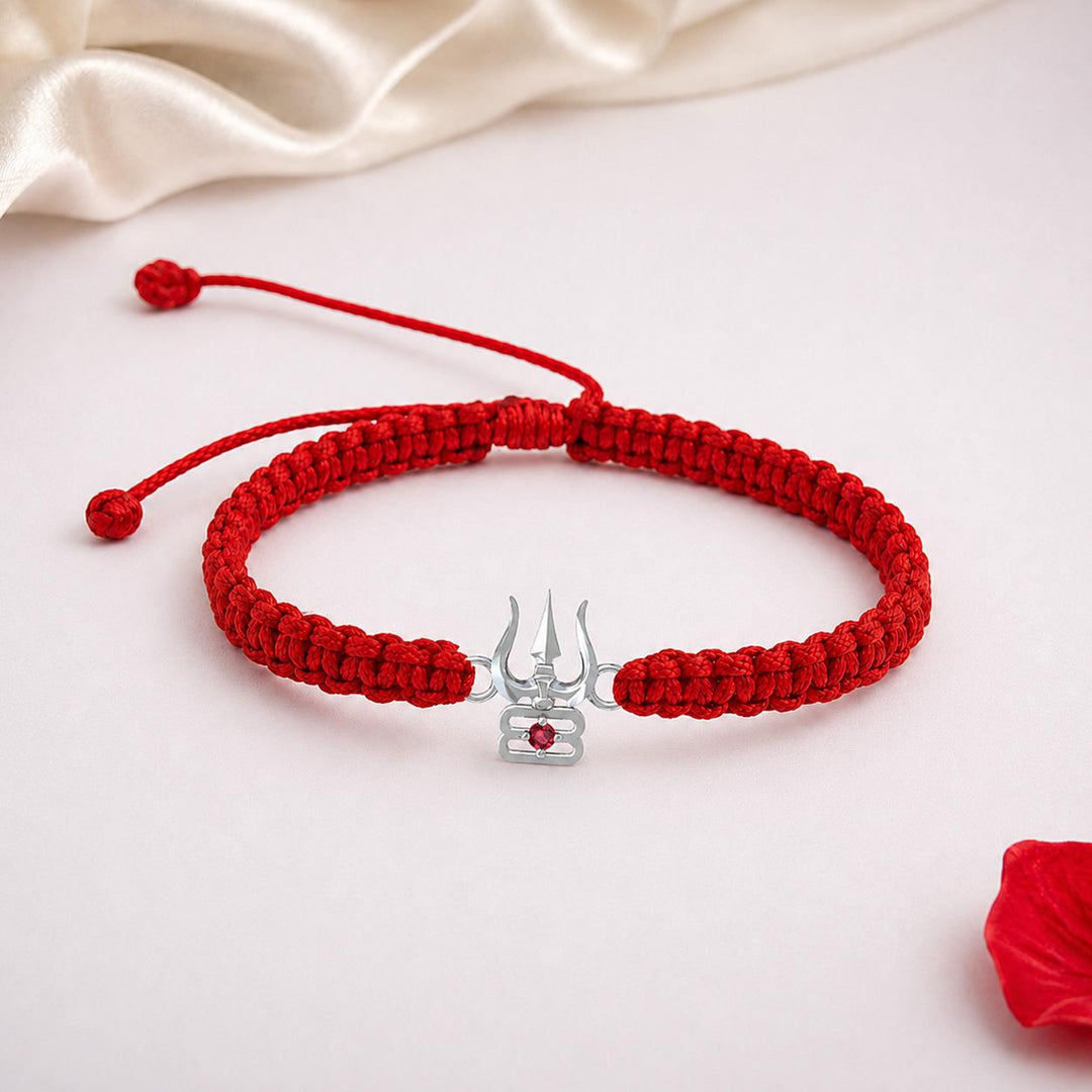 92.5 Silver Trishul with Tripundra Bracelet