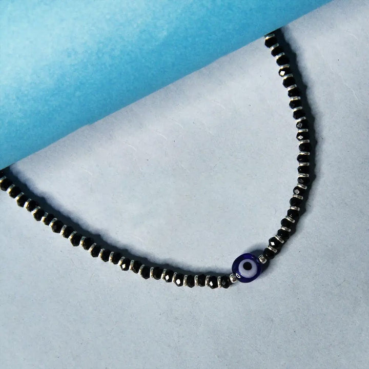 Single Silver Evil Eye Protector Anklet