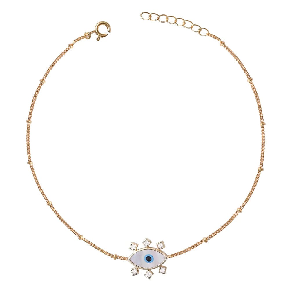 Single Evil Eye Silver Anklet