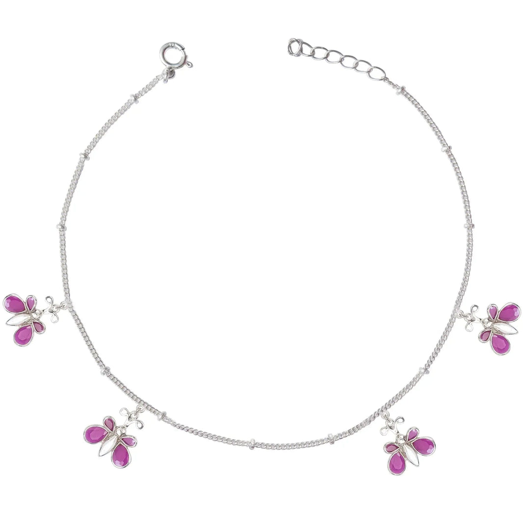 Single Silver butterfly anklet