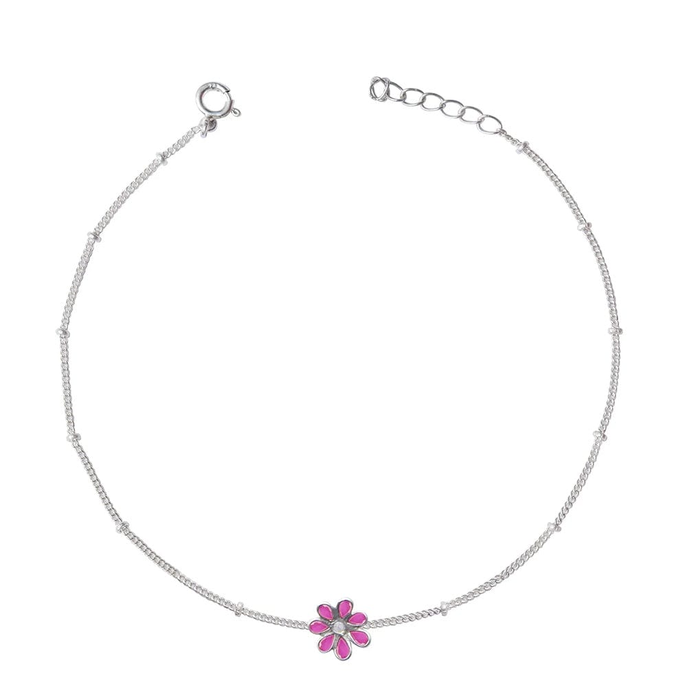 Single Silver 92.5 Flower Anklet