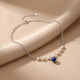 925 Pure Silver Minimalist Pearl & Blue Bead Anklet