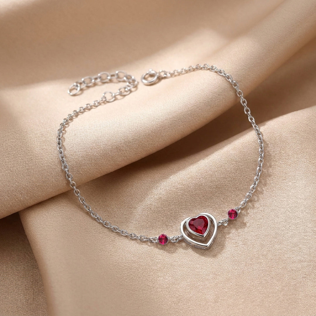 925 Pure Silver Minimalist Double Heart Anklet