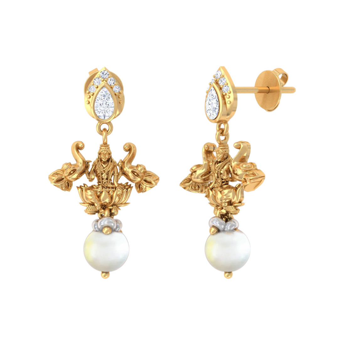 925 Pure Silver Gold-Plated Ashta Lakshmi Drop Earrings