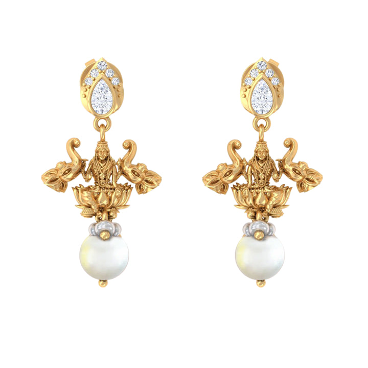 925 Pure Silver Gold-Plated Ashta Lakshmi Drop Earrings