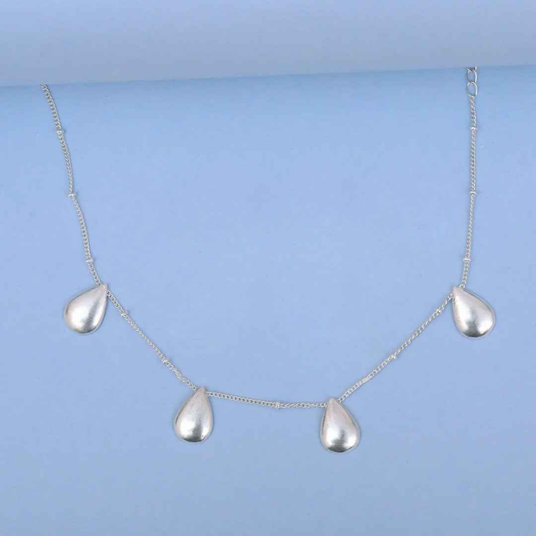 Single Drop Motif Anklet In Silver 92.5