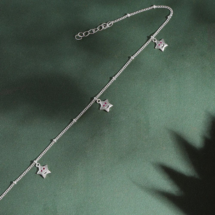 Single Silver Star anklet