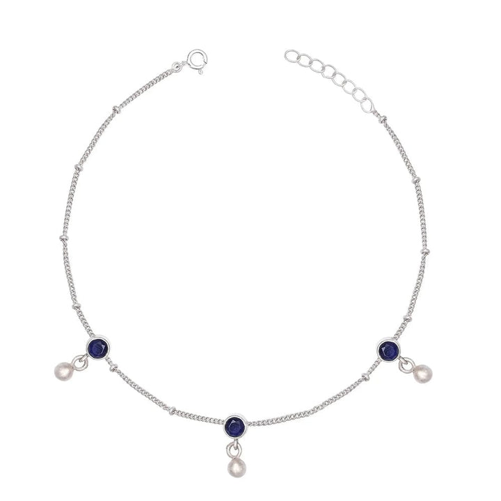 Single Blue Zircon Silver 92.5 anklet