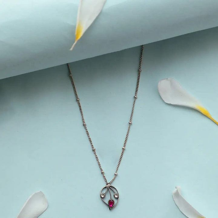 Single Silver 92.5 Aam Ras Red Stone Anklet