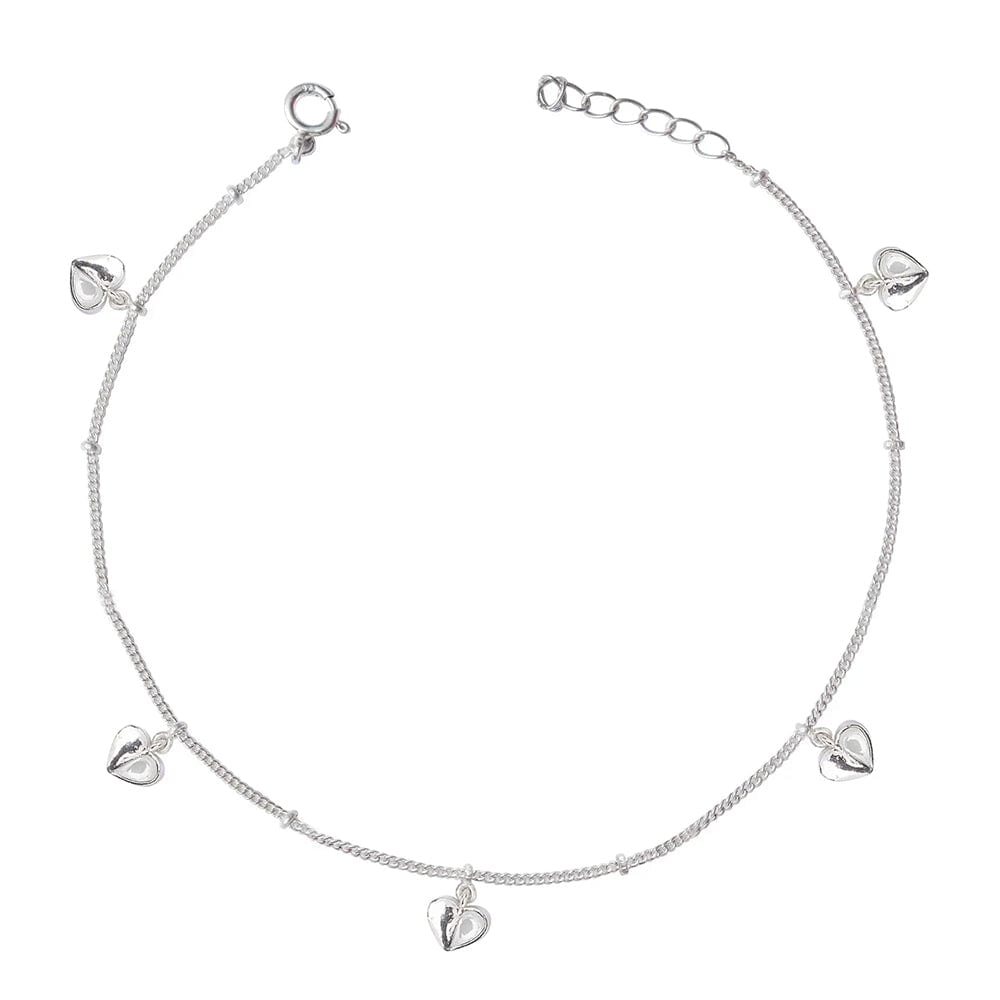 Single Little Hearts Motif Silver 92.5 ANklets