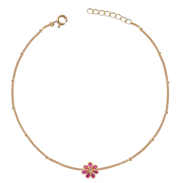 Single Silver 92.5 Flower Anklet