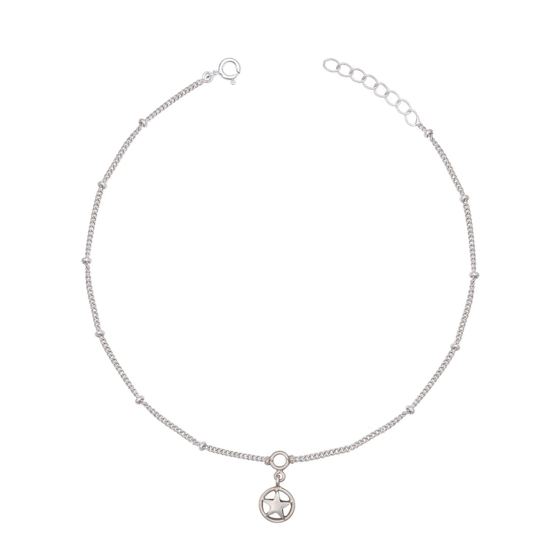 Single Silver Star Charm Hanging Anklet