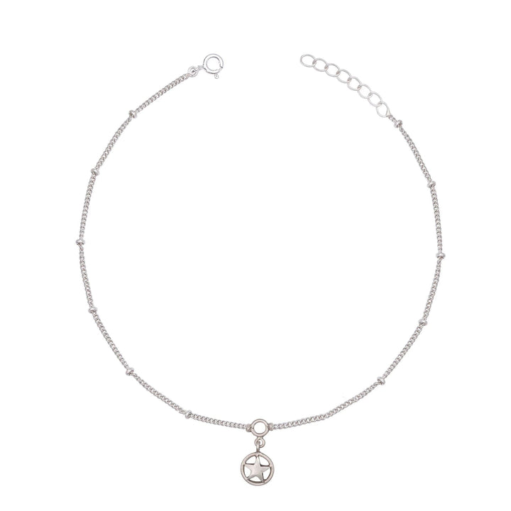 Single Silver Star Charm Hanging Anklet