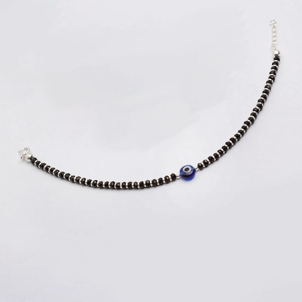 Single Silver Evil Eye Protector Anklet