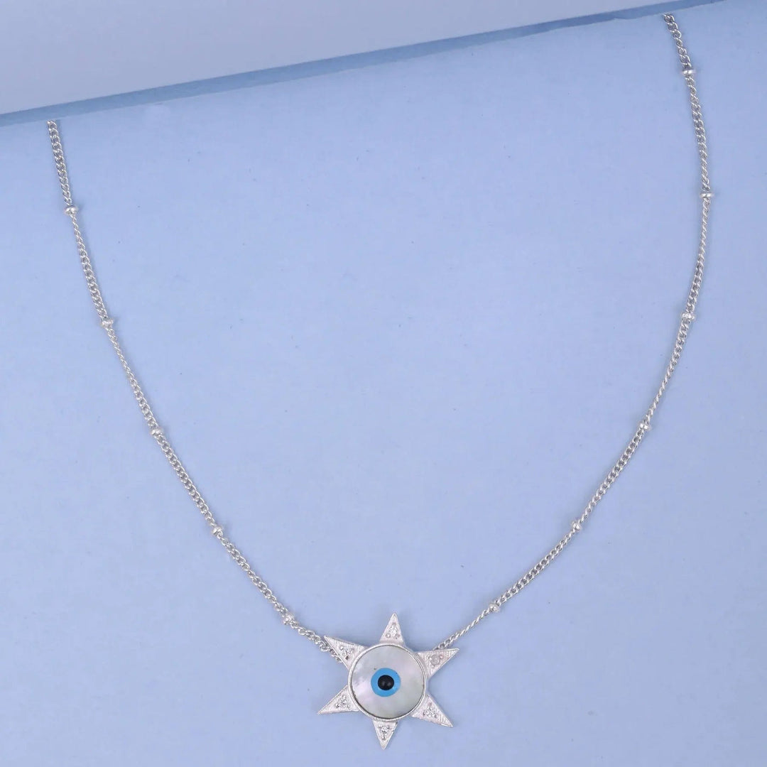 Single Silver Evil Eye Star Anklet