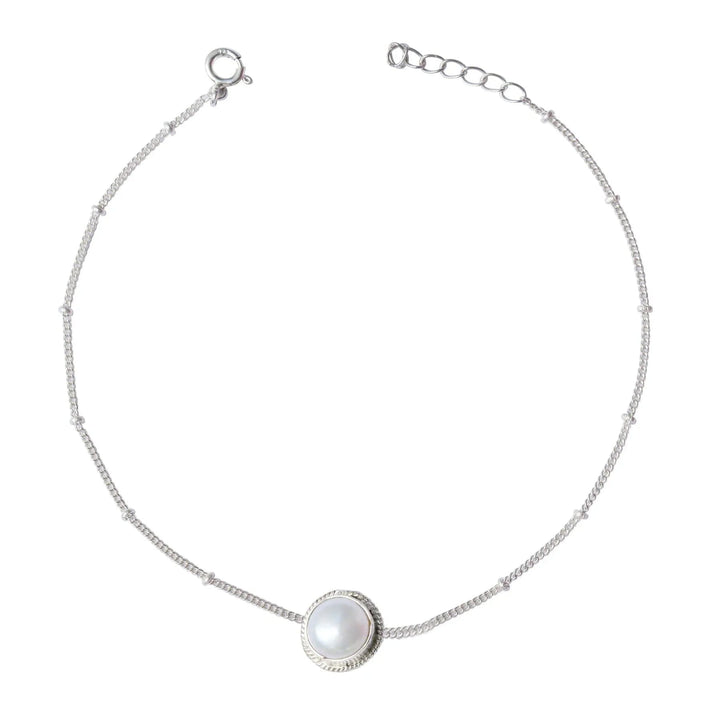 Single Pearl Silver 92.5 Anklet