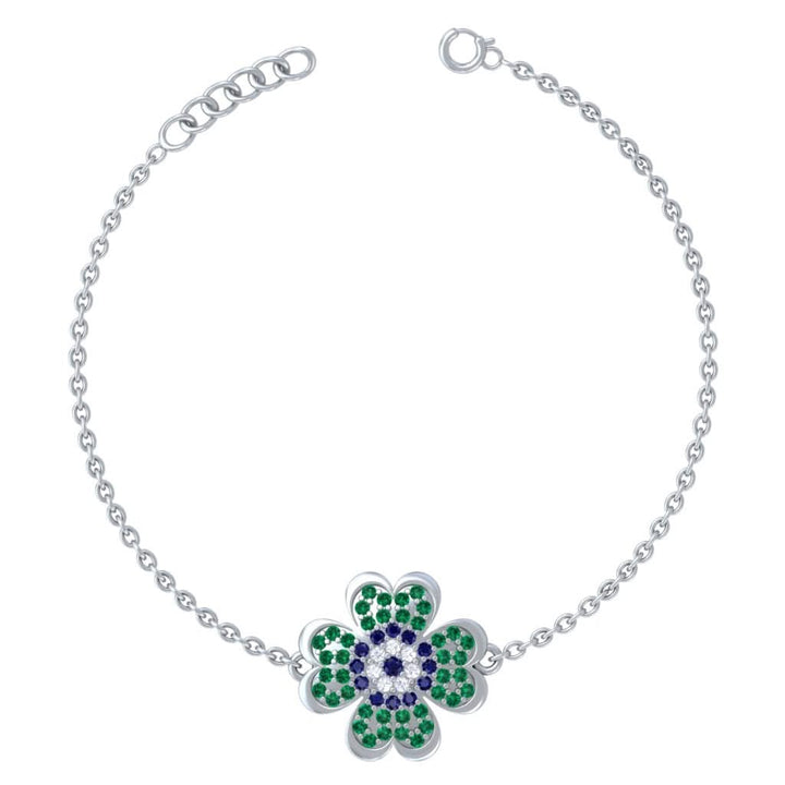 925 Pure Silver Evil Eye Clover Bracelet