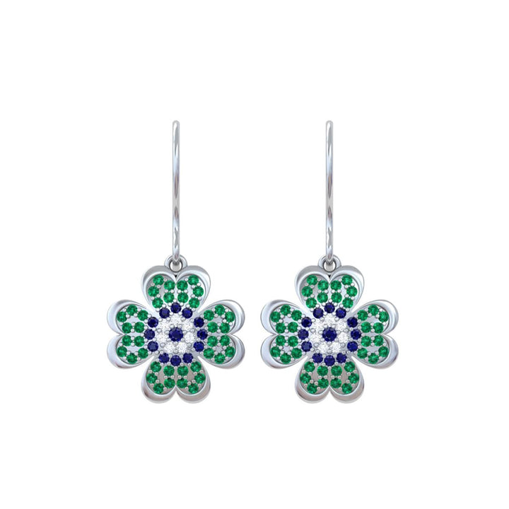 925 Pure Silver Evil Eye Clover Earrings