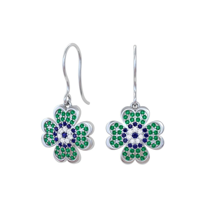 925 Pure Silver Evil Eye Clover Earrings