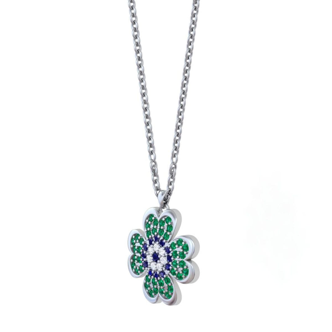 925 Pure Silver Evil Eye Clover Pendant