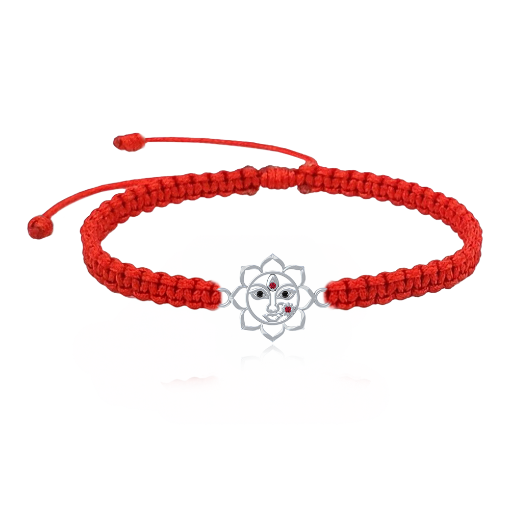 92.5 Silver Durga Maa Red Thread Bracelet