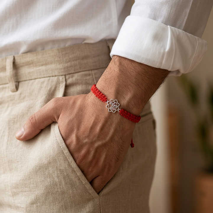 92.5 Silver Durga Maa Red Thread Bracelet