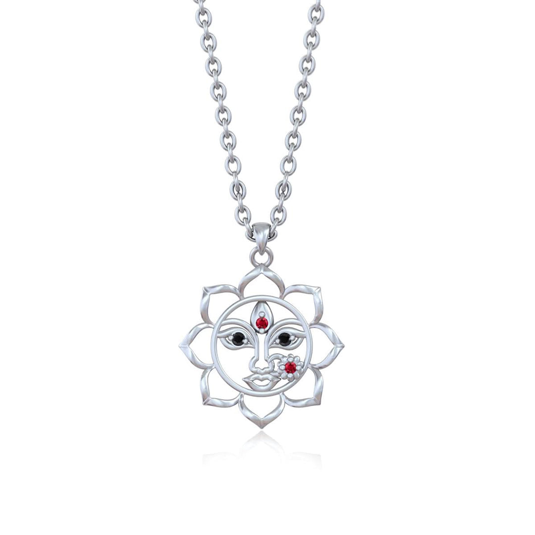 92.5 Silver Durga Maa Lotus Pendant