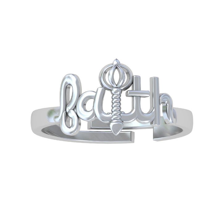 925 Pure Silver Faith Hanuman Gada Adjustable Ring