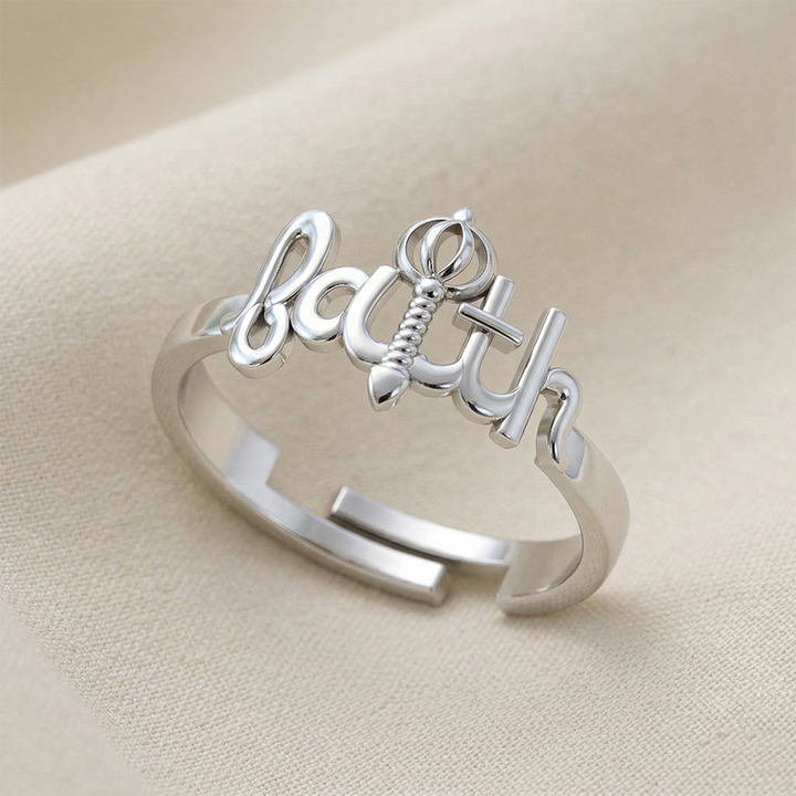 925 Pure Silver Faith Hanuman Gada Adjustable Ring