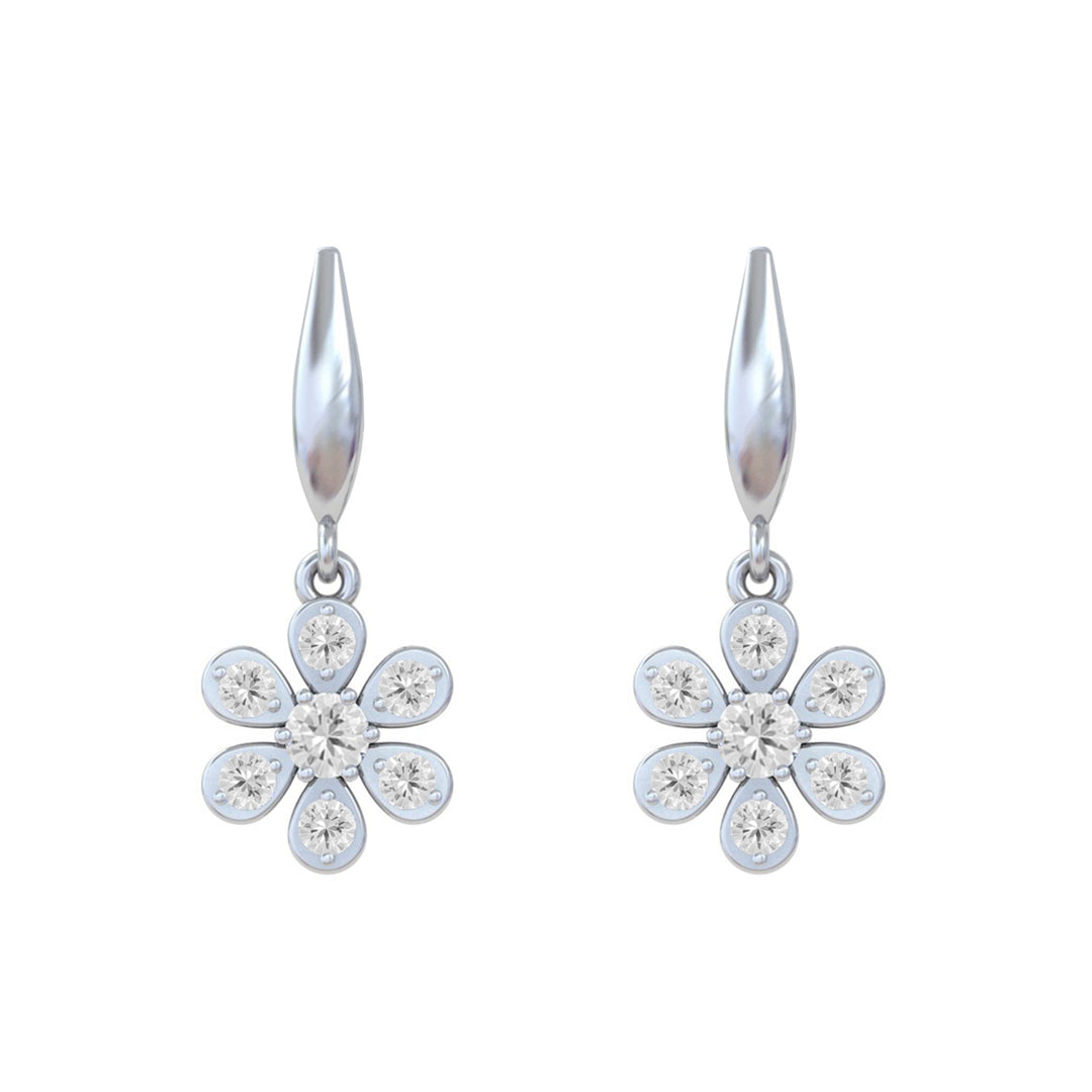 Unniyarcha 925 Pure Silver White Flower stud Earrings