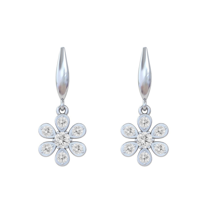 Unniyarcha 925 Pure Silver White Flower stud Earrings