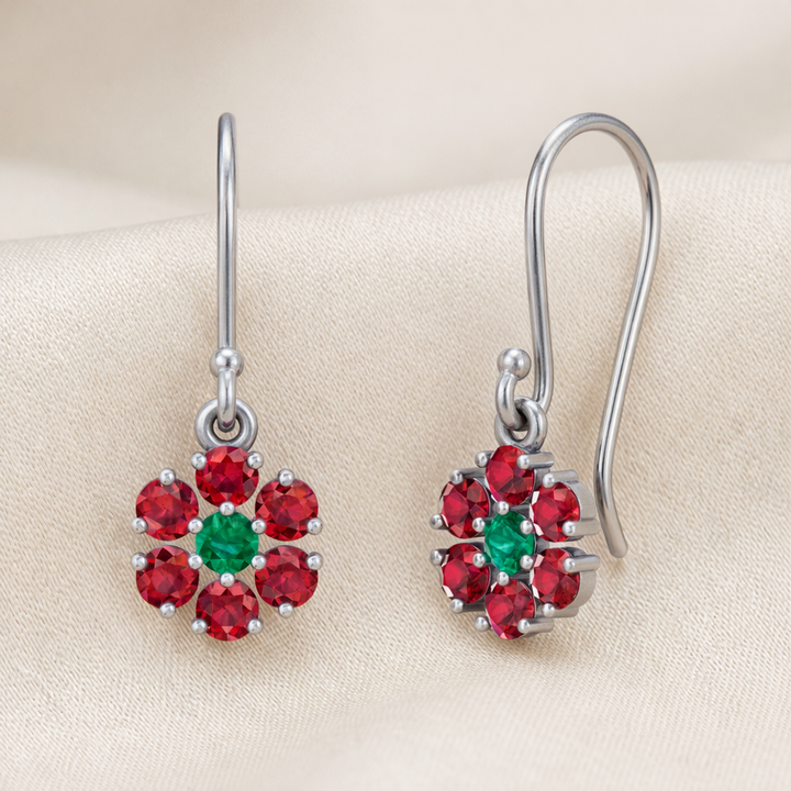 Unniyarcha Ruby Bloom Drop Earrings