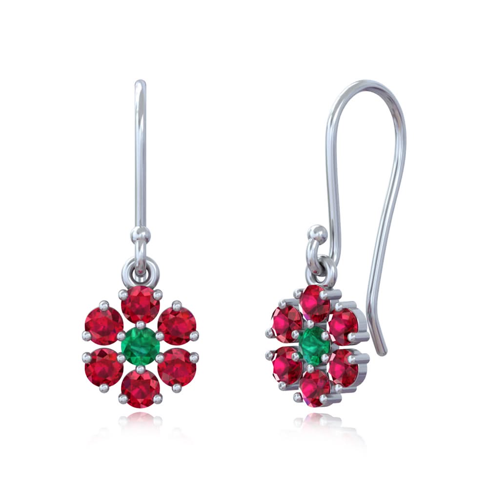 Unniyarcha Ruby Bloom Drop Earrings
